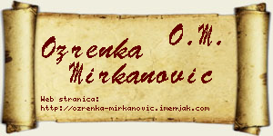 Ozrenka Mirkanović vizit kartica